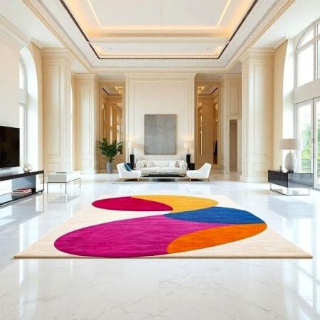 Handcrafted Vibrant Abstract Modern Living Room Rug